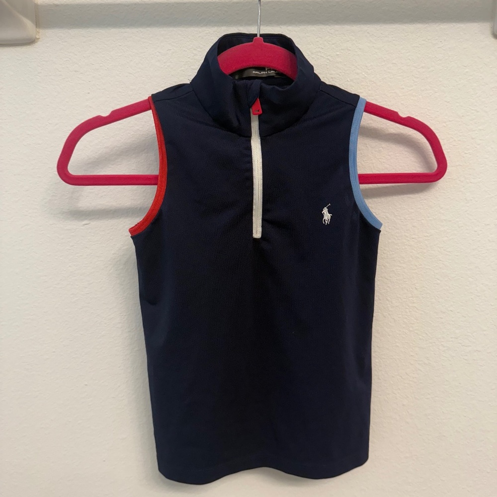 RLX Navy Blue Collared Sleeveless Athletic Top